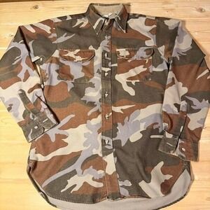 Vintage 80's Cabela's Camo Button Up Shirt Made in USA